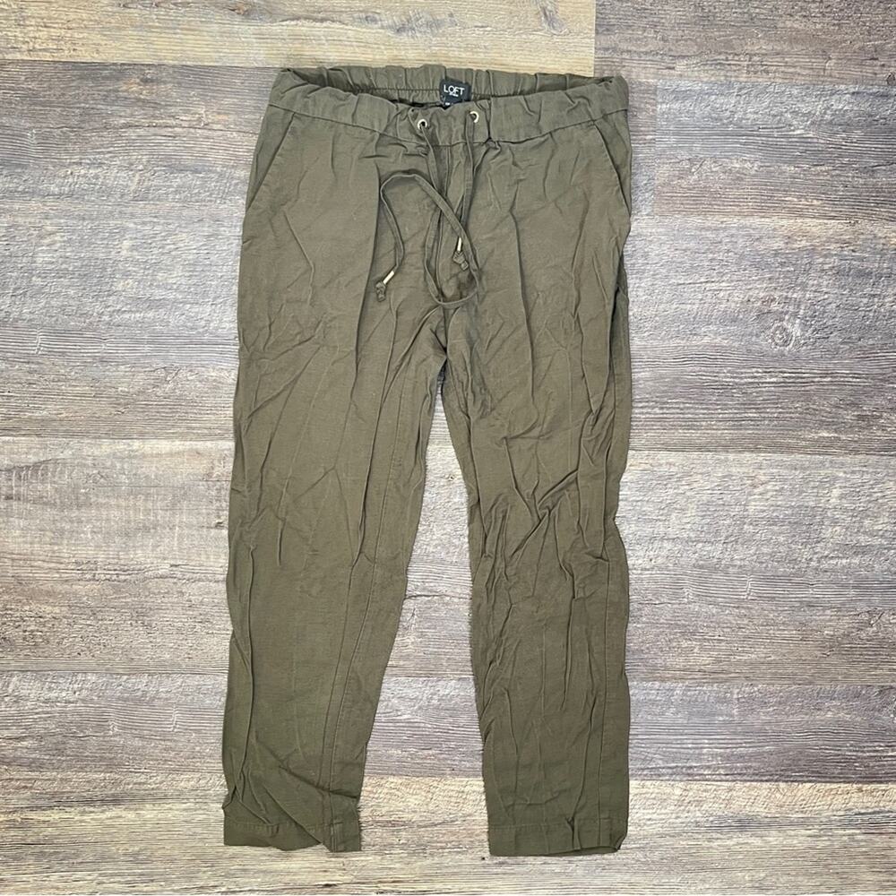 LOFT army green elastic waist casual straight leg pants size XS petite XSP B185